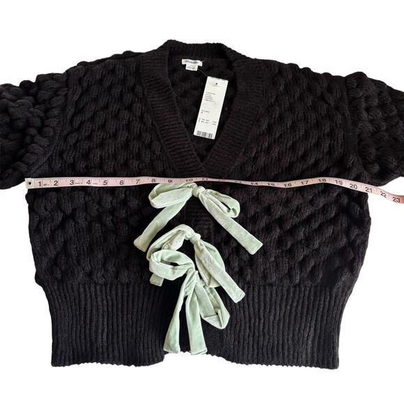 Kimchi Blue Urban Outfitters Cora Mint Bow Black Pull On Cardigan Size Medium - Picture 4 of 8